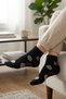 3-Piece Black Women's Cotton Patterned Seamless Towel Sole Booties Socks - Premium - 5