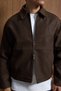 Men's Relax Fit Premium Melton Jacket Coat Brown - 2