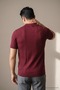 Men's Trend Burgundy Polo Zippered Knitwear T-Shirt - 6