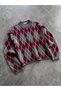 Men's Diamond Patterned Crew Neck Knit Sweater
