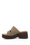 Women's Mink Suede Wedge Heeled Slippers - 6