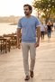 Men's Summer Trend Short Sleeve Knit Blue T-Shirt - 3