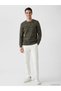Nevavm Farkıyla Lcwaikiki Classic Khaki Knitwear Patterned Oval Collar Men's Sweater - 2