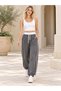 Women's Modal Fabric High Waist Loose Fit Side Piping Detailed Adjustable Leg Sweatpants - 2