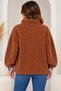 Women's Plush Sweatshirt – Ethnic Patterned Half-Zipper Stand Collar Oversize Model - 3