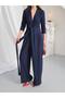 Women's Maris Long Sleeve Wide Leg Jumpsuit with Waist Belt - 8