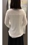 Women's Shirt with Stone Buttons Stylish Blouse - Lined Balloon Sleeves Flounce Organza Sparkling Shirt Event Office Blouse - 4