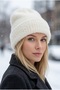 Women's White Winter Soft Bearded Beret Cotton Textured Plush Hat - 5