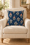 Navy Blue Floral and Bird Patterned 4 Throw Pillow Covers 1 Runner 5 Piece Decorative Set (Double Sided) - 8