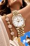 Round Case Gold Color Women's Wristwatch - 3Atm Water Resistant Steel Band Japanese Movement Gift Special Box Ghmb3023C5 - 2