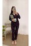 Shirt Collar Heart Suede Pajama Set - Navy Blue & Red - 2