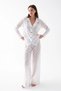 Women's White Sheer Jacquard Buttoned Pajama Set - 3
