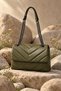 Tahra Women's Quilted Chain Strap Hand and Shoulder Bag-Khaki - 2