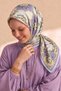 Retro 80S Vintage Floral and Frame Pattern Lilac Soft Scarf & Foulard - 3