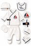 Newborn Hospital Release 5-Piece Baby Boy Set 100% Cotton Sailor Pattern Bodysuit Pants Hat Gloves Bib 0-3 Months - 4