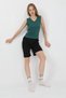 Women's Thick Strap Cotton Combed Shorts Set Green - 4