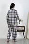 Women's Plus Size Cotton Pocketed Buttoned Navy Blue Pajama Set - 5