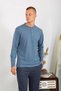 Men's Combed Cotton Long Sleeve Pajama Set Indigo - 4