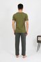 Men's Cotton Short Sleeve Pajamas Suit Khaki - 7