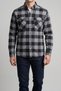 Men's Black-Smoked Slim Fit Checkered Lumberjack Shirt Cotton Thin Flannel Covered Double Pockets - 5