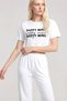Women's White Printed Crop T-Shirt Pants Set Comfortable Daily Combination Set of 2 - 4