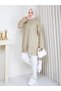 Women's Circular Neck Oversize Knitwear Tunic Sweater Tesettür - 5