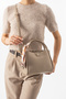 Twilly Women's Faux Leather Scarf Detailed Stylish Hand and Shoulder Bag Sand Matte - 6