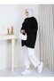Women's Circular Neck Oversize Knitwear Tunic Sweater Tesettür - 3
