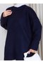 Women's Circular Neck Oversize Knitwear Tunic Sweater Tesettür - 3