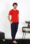 Men's Combed Cotton Red 3-Piece Pajama Set - 5