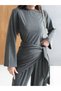 Women's Vera Imported Denim Effect Cupra Tencel Detachable Belted Bottom and Top Set with Leg Stoppers - 4