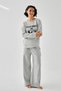 Women's Gray Sleep Mode on Oversize 2 Thread Sweatpants Home Wear Set - 2