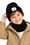 Black Ribbed 100% Cotton (1-5 Years) Beanie Neck Collar Set (Lasnman Price)