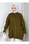 Women's Circular Neck Oversize Knitwear Tunic Sweater Tesettür