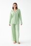 Women's Green Patterned Buttoned Cotton Pajama Set