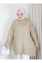 Women's Circular Neck Oversize Knitwear Tunic Sweater Tesettür