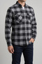 Men's Black-Smoked Slim Fit Checkered Lumberjack Shirt Cotton Thin Flannel Covered Double Pockets - 3