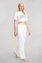 Women's White Printed Crop T-Shirt Pants Set 100% Cotton Comfortable 2-Piece Set - 2