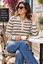 Women's Sport Polo Collar Striped Mercerized Long Sleeve Seasonal Sweater - 3