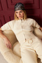 Cream Color Short Sleeve Cotton Knitwear Set