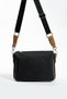 Black Tan Adjustable Long Strap Water Resistant Lacoste Fabric Women's 6-Compartment Cross Shoulder Bag - 2