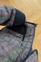 Women's Collared Fur Plaid Lined Coat - Navy Blue - 4