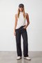 Women's stone vertical collar sleeveless blouse alc-x15658