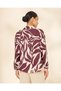 Women Burgundy And Ivory Printed Blouse - 3