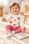 Baby girl colorful butterfly embroidered ruffled ribbed sweatshirt and tracksuit 2-piece set 3-12 months - 4