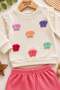 Baby girl colorful butterfly embroidered ruffled ribbed sweatshirt and tracksuit 2-piece set 3-12 months - 3