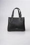 Women's Leather Look Mini Hand and Shoulder Bag with Heart Charm and Metal Buckle Detail Stylish Daily Bag Black 18480 - 6