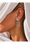 Silver Earrings with Forged Textured Bar Detail - 3