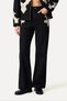 Women's Black Embroidered Wide Leg Pants - 2