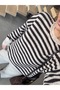 Oversize Striped Wool Textured Sweater - 5